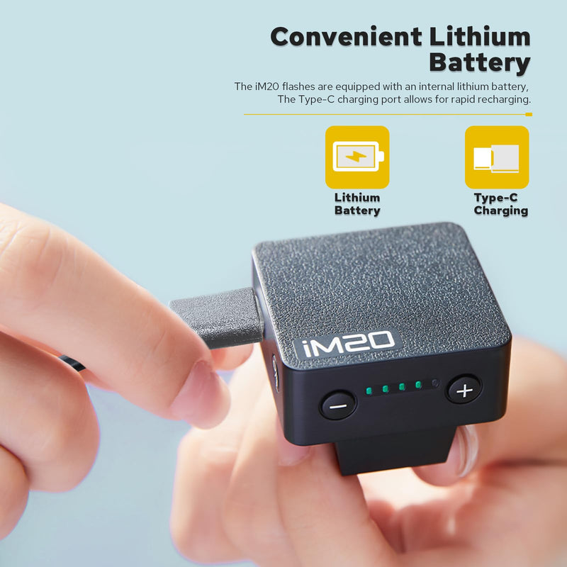 Godox iM20 Mini Flash, USB C Charging Built-in Battery with 5 Levels Flash Power for Canon/Sony/Fujifilm/Nikon/Panasonic/Olympus, Godox Flash, for Sony ZV1 Flash, Camera Flash