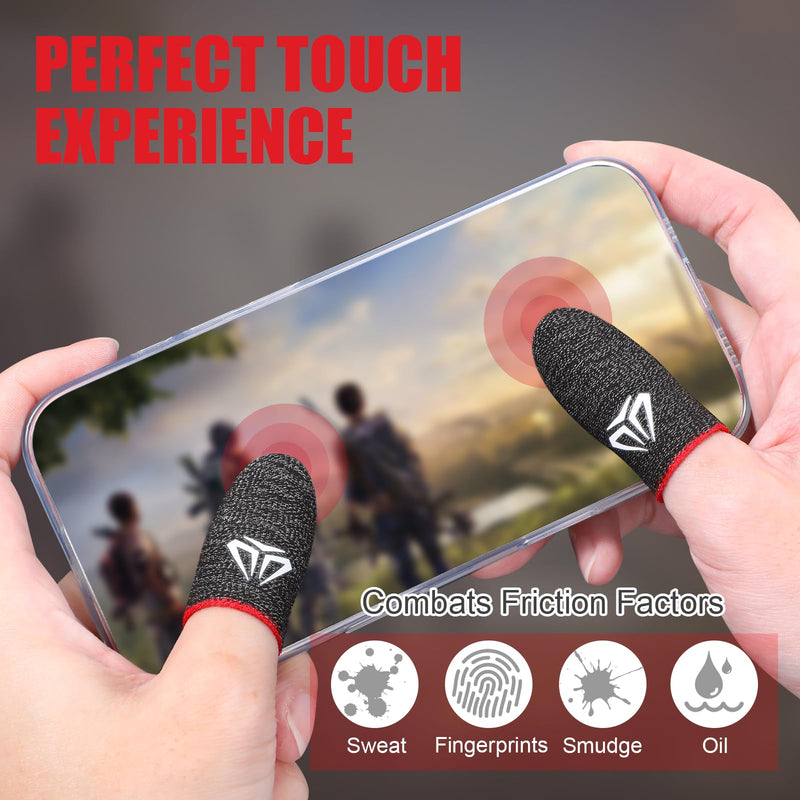 6 Packs Mobile Gaming Finger Sleeve Silver Fiber Anti Sweat Thumb Sleeve Thin Breathable Smooth Game Controller Finger Cover Phone Touchscreen Finger Protectors Accessories for Gamer