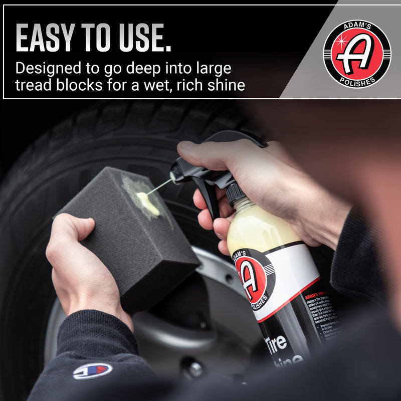 Adam's Polishes Tire Shine 16oz - Easy to Use Spray Tire Dressing W/ SiO2 for Glossy Wet Tire Look w/No Sling | Works on Rubber, Vinyl & Plastic | USA Made 16 fl. oz