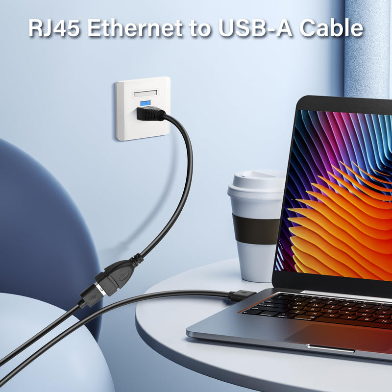 SinLoon USB to RJ45 Ethernet Cable 2 Pcs USB Female to RJ45 8P4C Ethernet Male Extension Cable for Router,ADSL Modem,Camera etc