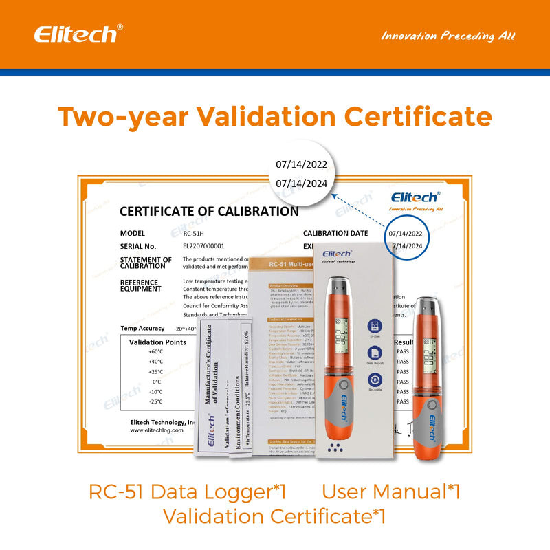 Elitech RC-51H PDF Reusable USB Temperature and Humidity Data Logger RC-51H (Temperature + HUMD)