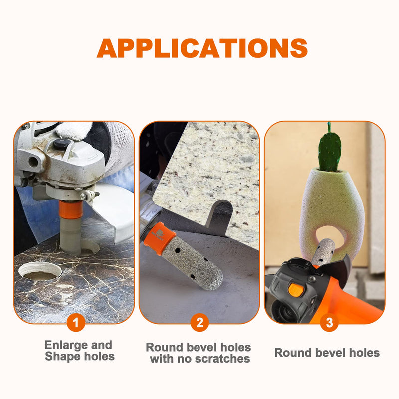 Diamond Finger Milling Bits,BRSCHNITT 1-3/8 Inch 35mm Dry Core Drill Bit with 5/8-11 Thread for Enlarging Shaping Existing Holes of Porcelain Tile Ceramic Marble Granite Countertop 1-3/8"(35mm)