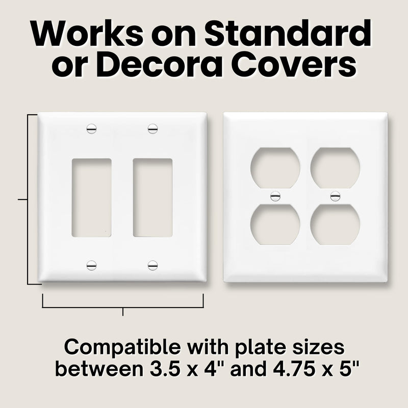 Power Perch Double Outlet Shelf Organizer for Alexa Echo Dot, HomePod Mini, Phone - Wall Outlet Holder with Cord Storage Strap - Socket Shelf Bathroom Kitchen Counter Charging Station - White 2 Pack Double Outlet 2 Pack