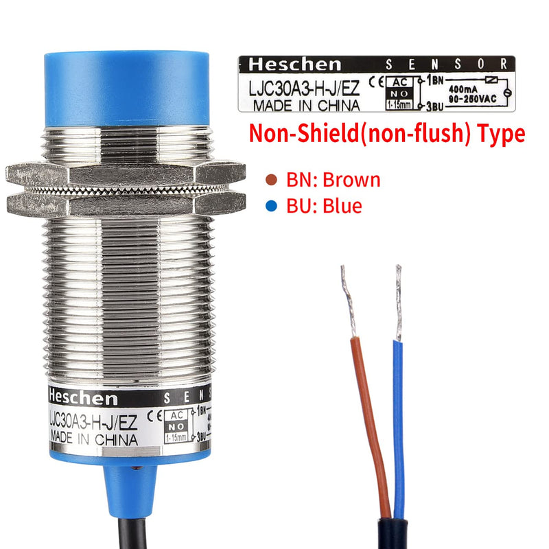 Heschen Capacitive Proximity Switch Sensor Switch LJC30A3-HJ/EZ Detector 1-15mm 90-250VAC 400mA Normally Open (No) 2 Wire