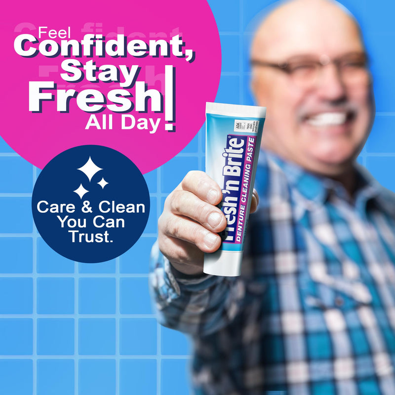 Fresh 'n Brite Denture Cleaner Paste, ADA Accepted Dual Action Formula for Fresh Breath & Gentle Care of Dentures, 1 Count (Pack of 6) 3.8 Ounce (Pack of 6)