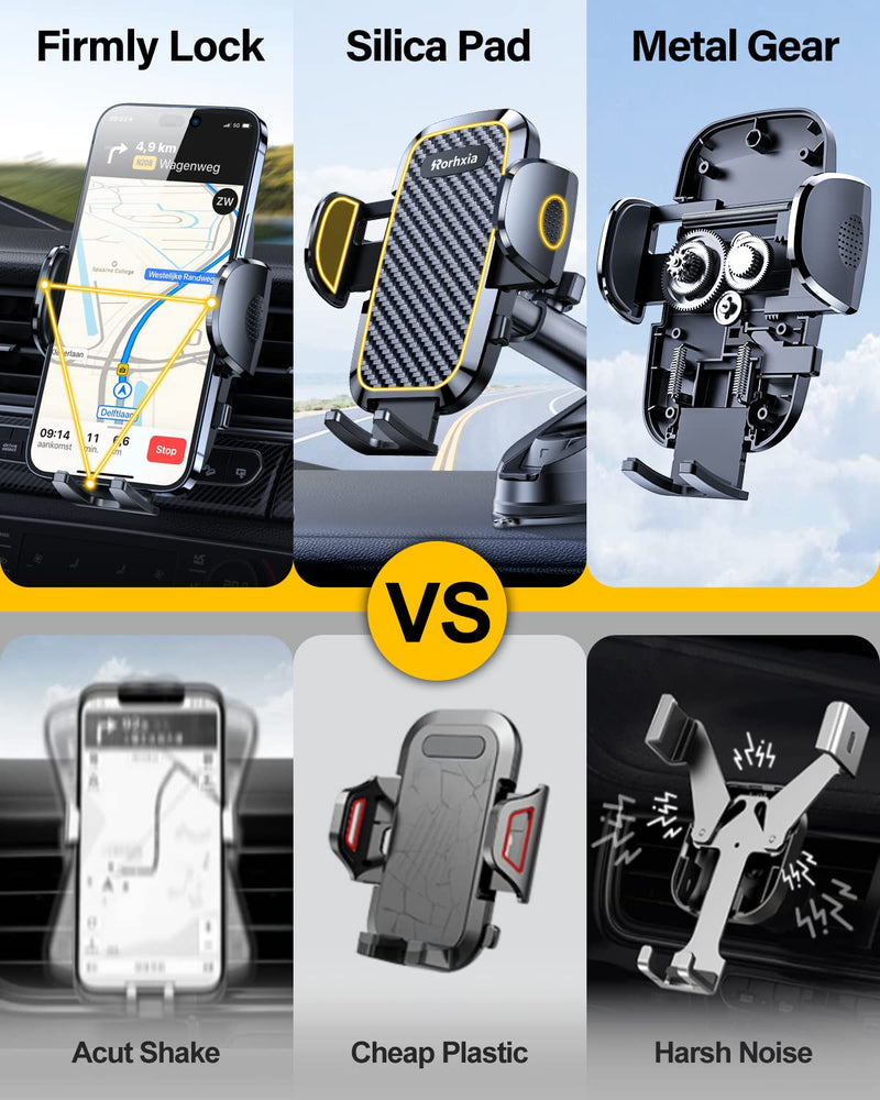 3-in-1 Phone Mount for Car [2024 Most Stable and Flexible Suction Cup] Vent Dashboard Windshield Cell Phone Holder Car Fit for iPhone 15 14 13 12 Pro Max Samsung S23 S22 S21 All Phone Black