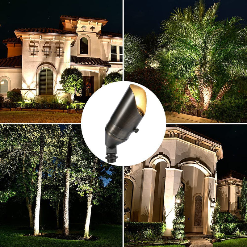 LED Spot Lights Outdoor Landscape Lighting 118 - Solid Brass Spotlight LED Yard Lights Security Landscape Lights for Beautiful Bright Long Lasting Home Garden Area Deck Lighting (No Bulb)