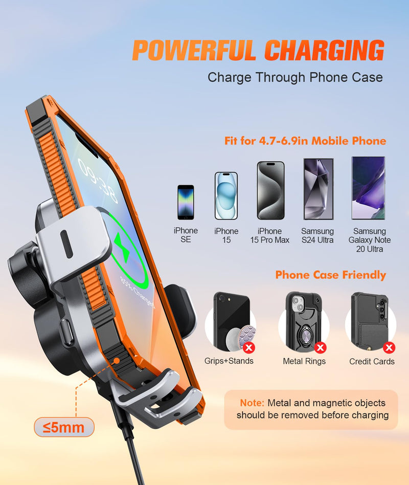 Wireless Car Charger Mount Auto Clamping, 15W Fast Charging Car Phone Holder Charger for Dash Windshield Vent Compatible with iPhone 15 14 13 12 Pro Max, Samsung Galaxy S24+ S23 Ultra S22 S21+