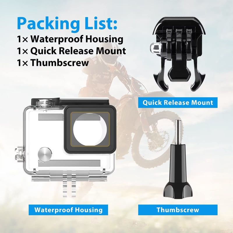 HONGDAK Waterproof Housing Case for GoPro Hero 4/3/3+, 60M/196FT Underwater Protective Dive Housing Shell with Bracket Mount Accessories for GoPro Hero4, Hero3+, Hero3 Action Camera Outside Sports for GoPro Hero 4/3/3+