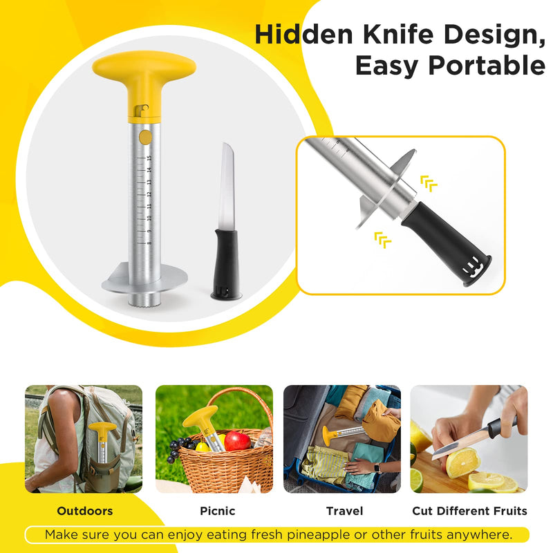 YYP Pineapple Cutter with Knife, [Upgraded, Electric & Manual] Durable Pineapple Corer with Electric Drill Accessory, Stainless Steel Fruit Peeler Knife Pineapple Slicer Core Remover Kitchen Tool Pineapple Corer with Knife
