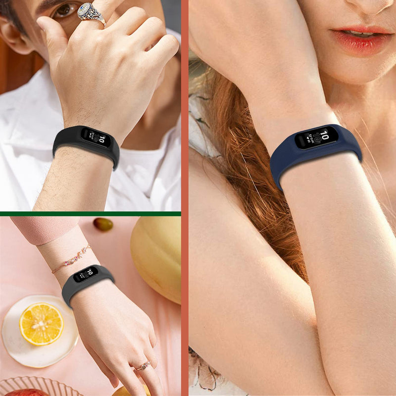 Soft Silicone Band Compatible with Garmin Vivosmart 5 Straps Replacement Wristband Bracelet Band Case Cover for Women Men, Small/Large Size Black Small (5.5"-7.8")