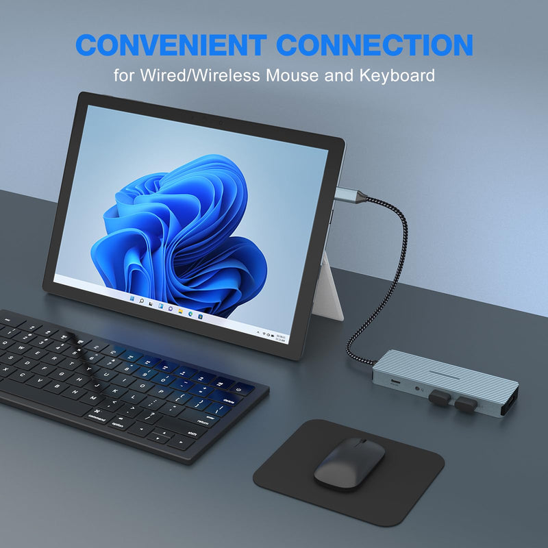 USB C Hub, 10 in 1 Dock with 4K HDMI, 2 x USB 3.0, USB-C 3.0 Data Transfer, 2 x USB 2.0, 100W Power Delivery, SD/TF Card Reader, 3.5mm Audio for Laptop, iPad