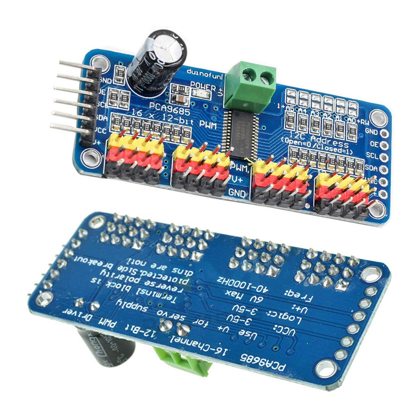 PCA9685 16 Channel 12-Bit PWM Servo Motor Driver IIC Module for Arduino Robot Pack of 2