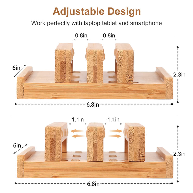 Adjustable Laptop Stand, Compatible with MacBook Pro, AirPods, iPad, Surface, Laptops, Handmade, Natural Wood