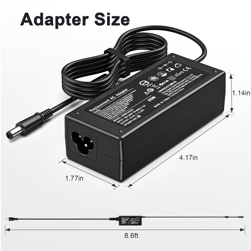 65W Laptop Charger 7.4mm for Dell Latitude 3190(2-in-1) 5280 5480 5580 7280 7300 7400 E5250 E5450 E5550 E6230 E6430 E6530 Inspiron 11 14 15 Chromebook 11 3180 Precision 3550 3540 AC Adapter Power Cord Big Connector 7.4MM
