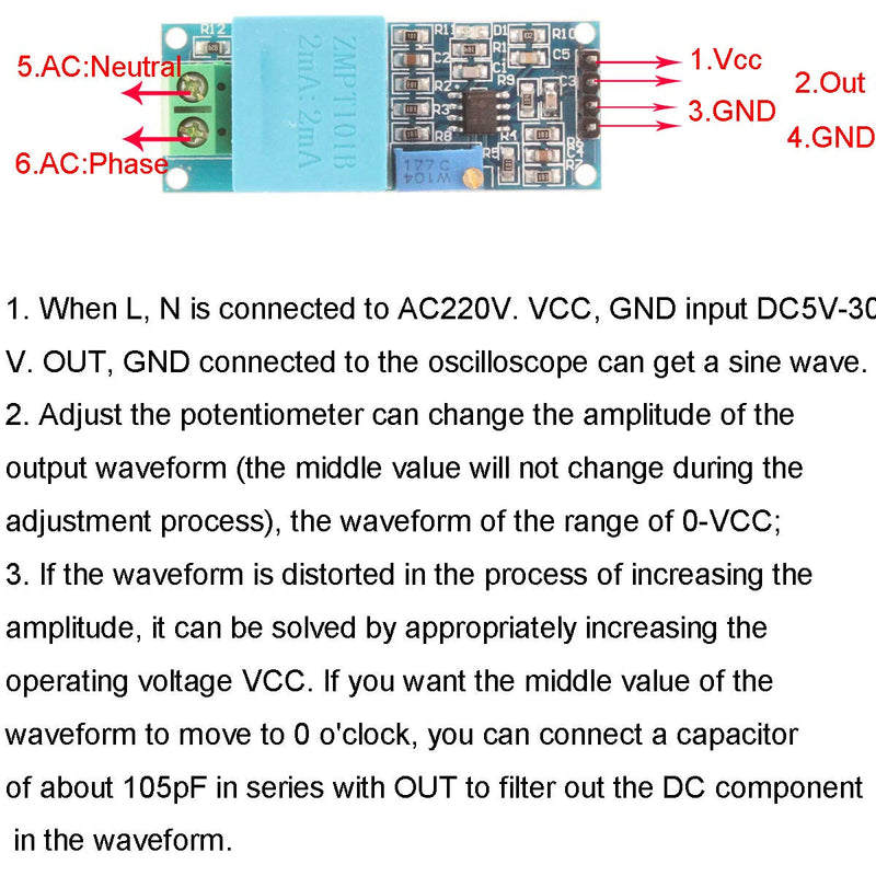 Youmile 4pcs ZMPT101B Active Single Phase Voltage Transformer Module Voltage converter module, 5-30V single phase AC sensor board with active output, supply voltage with Dupont line