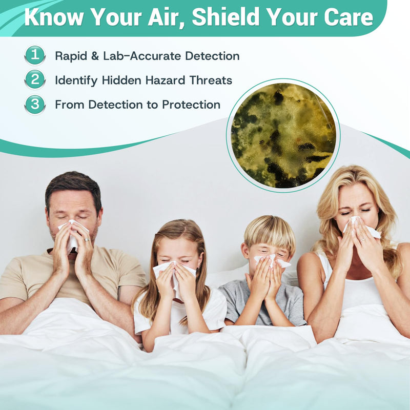 Mold Test Kit for Home - 8 Simple Comprehensive Detection for Air, Surface & HVAC - Rapid Results DIY Science Lab Kit with Identification Guide