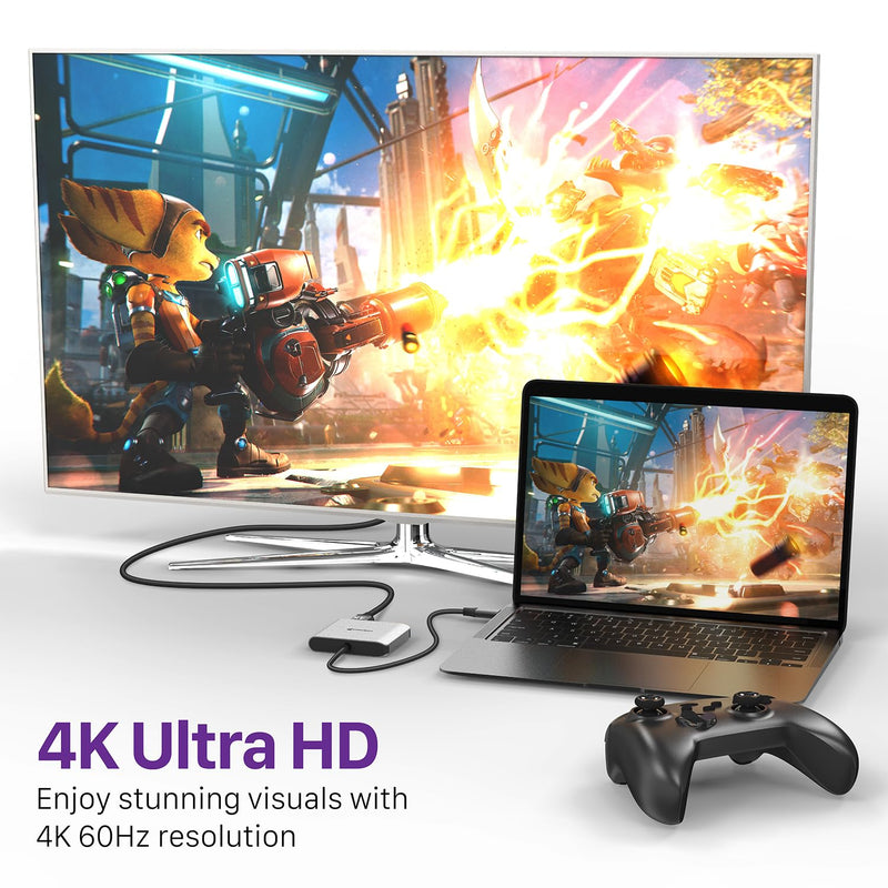 Fosmon USB C to HDMI Adapter (4k@60Hz), Dual HDMI Output with Aluminum Body, USB C Extender compatible with MacBook Pro/Air, iPhone15 Pro max, Dell, Lenovo, Samsung Galaxy