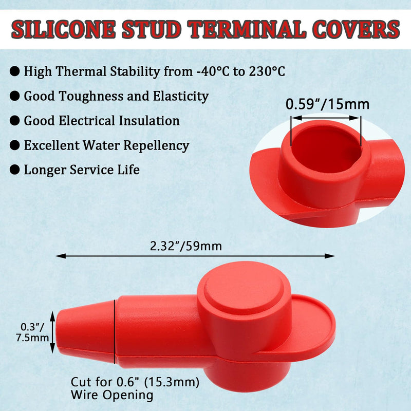 12V Power Distribution Block 150A 1/4" Stud Bus Bar Marine with 2PCS Silicone Terminal Covers, 2PCS Copper Lugs and Ring Terminals for Car and Boat (Black+Red) Q-078