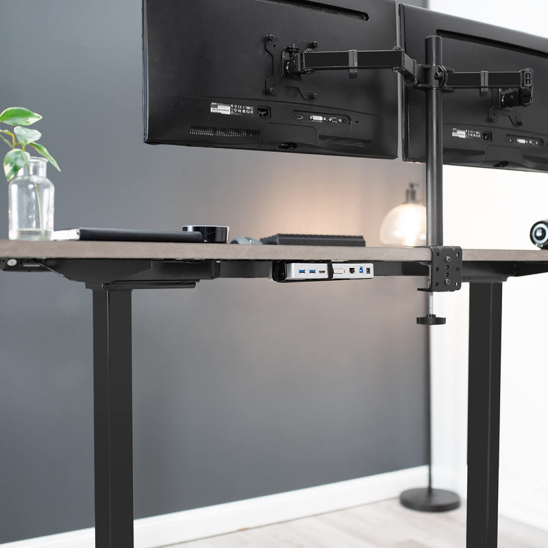 VIVO Universal Docking Station Mount for Workstation, Behind Monitor VESA Mounting, Under Desk Installation, Heavy Duty C-clamp Options, Fits Docking Stations up to 10 inches Wide, MOUNT-DS01