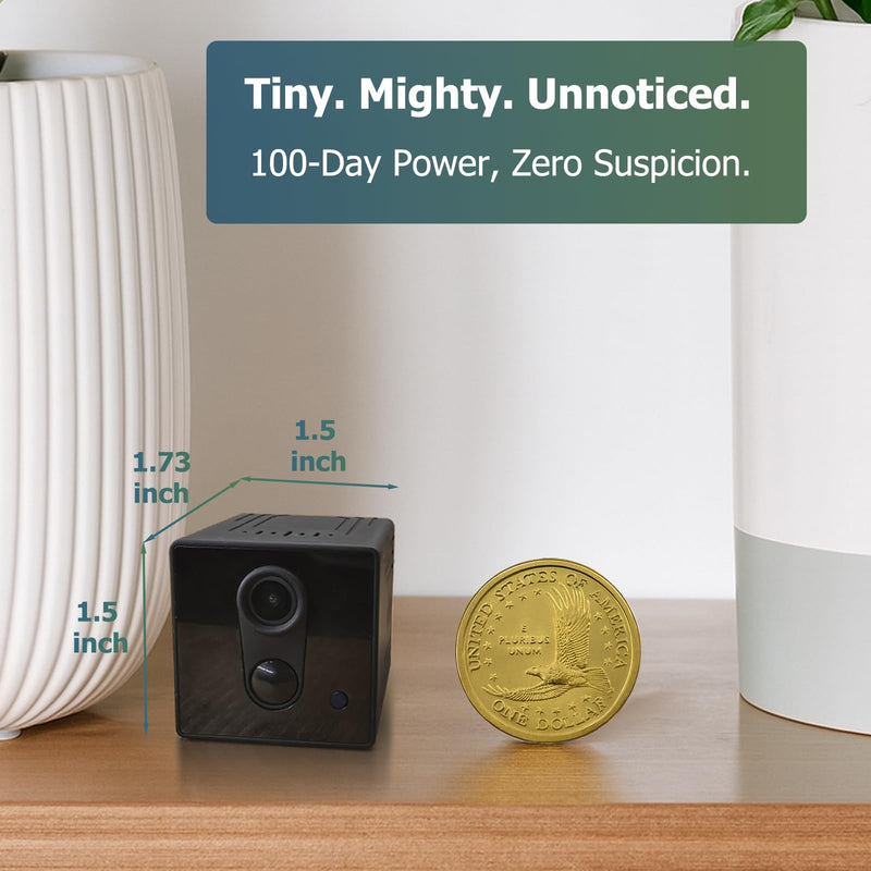 Mini Camera, Wireless Indoor Security Cam with long lasting Battery, AI Human Detection, Night Vision, Magnetic Mount, Gooseneck USB Cable, Compact WiFi Spy Camera for Home/Nanny/Pet Monitoring