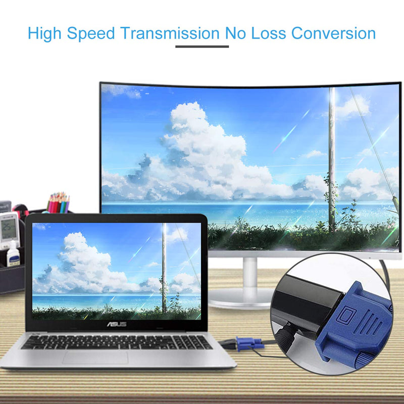 HDMI to VGA Adapter Converter with 3.5mm Audio Jack Cable,4K HDMI to VGA Converter Male to Female Gold-Plated Connector for Laptop,PC, Desktop,Monitor, Projector,HDTV,DVD Black