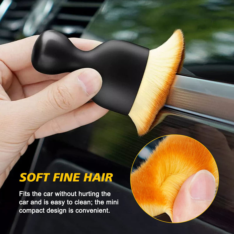 Ouzorp Car Interior Dust Brush, Car Detailing Brush, Soft Bristles Detailing Brush Dusting Tool for Automotive Dashboard, Air Conditioner Vents, Leather, Computer,Scratch Free yellow