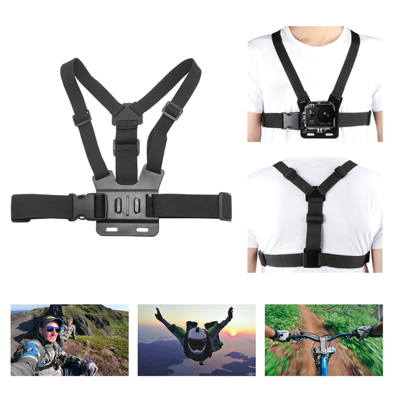Action Camera Accessories Kits Bundle, 4k Camera Car Suction Cup Mount/Head Strap Mount/Chest Harness/360° Rotating Helmet Base/Magnetic Holder/Bicycle Handlebar Stands