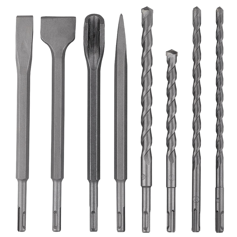17-Piece SDS-Plus Rotary Hammer Drill Bits and Chisel Set, YG8C Carbide Tips, U-Flute Design Concrete Drill Bit Kit for Concrete, Brick, Stone – Ideal for Contractors, DIYers & Masonry Work