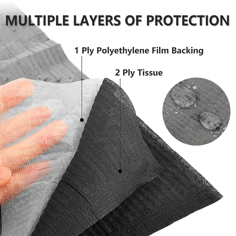 Dental Bibs - PEPAX 35pcs Tattoo Dental Bibs 45.5x33cm 3 Layer Waterproof Tattoo Table Covers Tray Clean Pad Multipurpose Black Tattoo Bibs 35Pcs Black