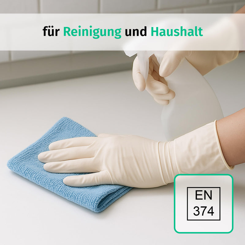 Disposable Latex Gloves, Powder-Free, Non-Sterile Disposable Gloves, Examination Gloves, White, Large, Box of 100 | Disposable gloves for cleaning, kitchen, cosmetics, tattoo and household use; suitable for commercial, professional and everyday use