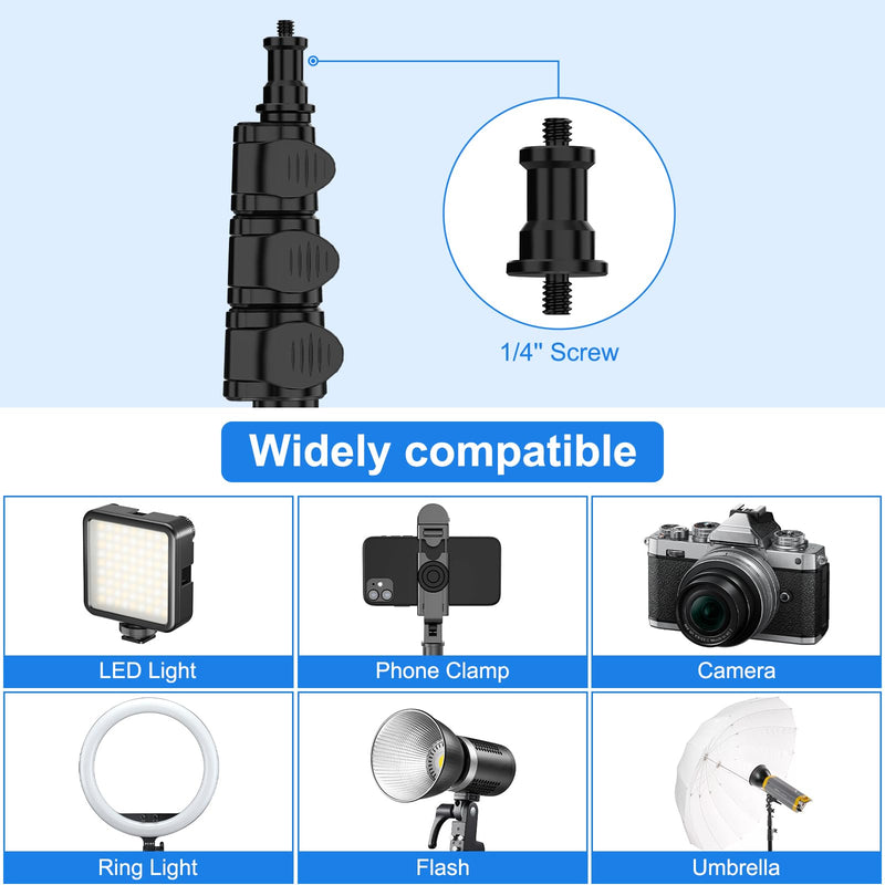Anautin Extendable Light Stand Photography, 6.6ft/2m Light Tripod Stand for Travel, 13lb/6kg Heavy Duty Studio Lighting Stand for Continue Output Lighting, Flash, Strobe, Webcams, Camera, Softbox