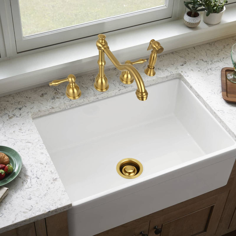 Akicon Kitchen Sink Brass Gold Finish Garbage Disposal Flange Stopper, One Size Disposal Rim, Fit 3-1/2 Inch Standard Sink Drain Hole Brushed Gold