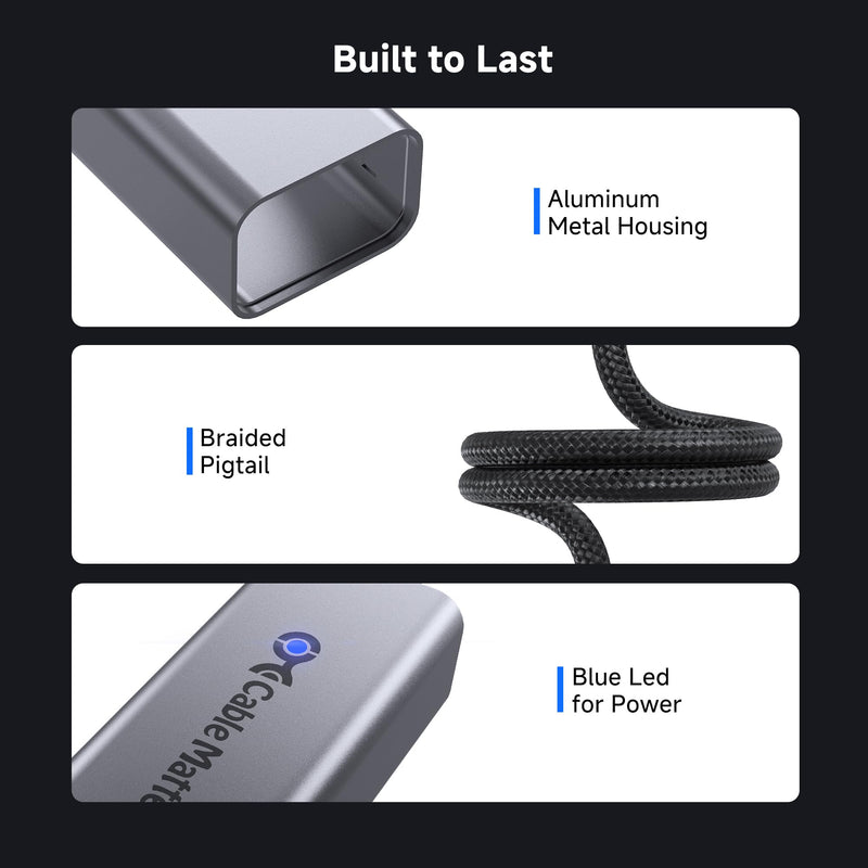 Cable Matters USB C to 2.5Gb Ethernet Adapter, 2.5 Gigabit Network Speed, USB C to Ethernet Adapter Compatible with USB4, Thunderbolt 4/5, Plug & Play for MacBook, Laptop, and USBC Devices