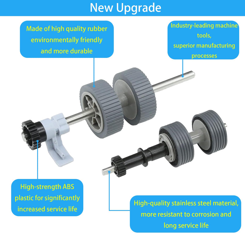 2024 Upgraded PA03540-0001 PA03540-0002 Brake Roller Pick Roller with Shaft Scanner Part,Compatible with Fujitsu Fi-6130 Fi-6130Z Fi-6140 Fi-6140Z Fi-6230 Fi-6230Z Fi-6240 Fi-6240Z Fi-6125 Fi-6225