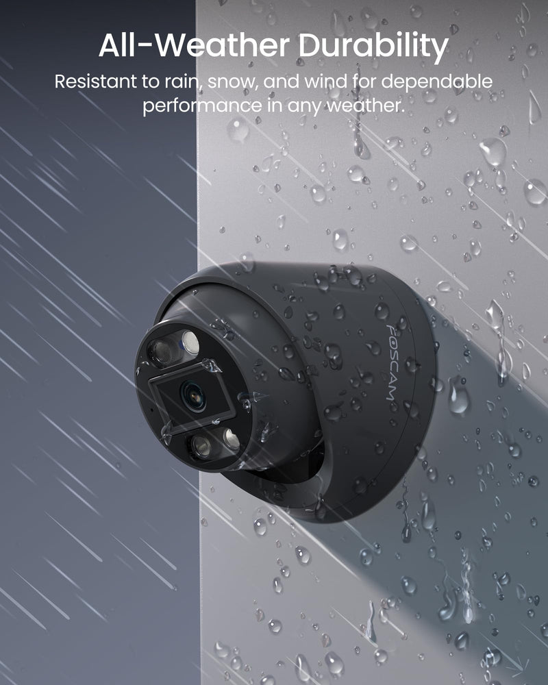 FOSCAM 5MP Security POE IP Camera Outdoor/Indoor, 3K Home Security Surveillance Cameras with 2-Way Talk, Color Night Vision, Spotlight, Compatible with Alexa IP66,Gray T5EPG