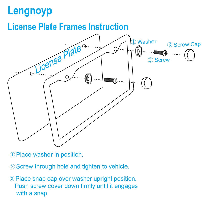 2-Pack Solid Silver Rust-Proof Car License Plate Frames - Universal Stainless Steel Holder With Screws & Caps for Women & Men by Lengnoyp