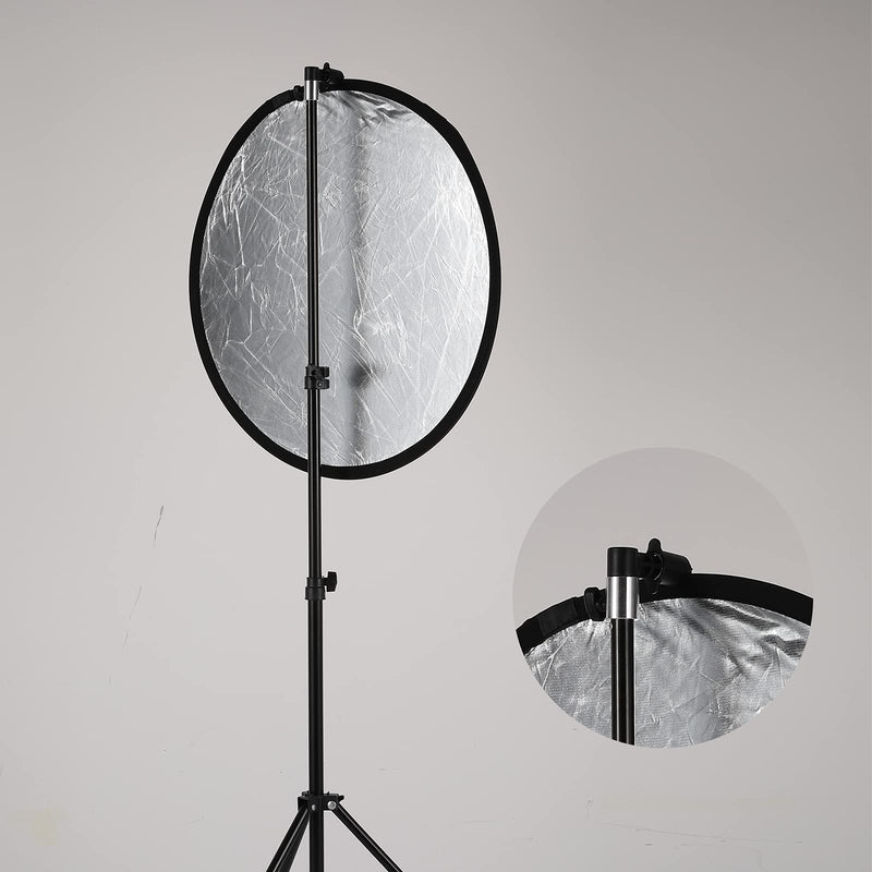 Godox 43”/110cm Light Reflector Diffuser,5-in-1 Portable Collapsible Round Multi Disc with Holder Clip & Bag for Studio Shooting,Video Location,Portrait Photography-Gold,Silver,White,Black,Translucent 110cm