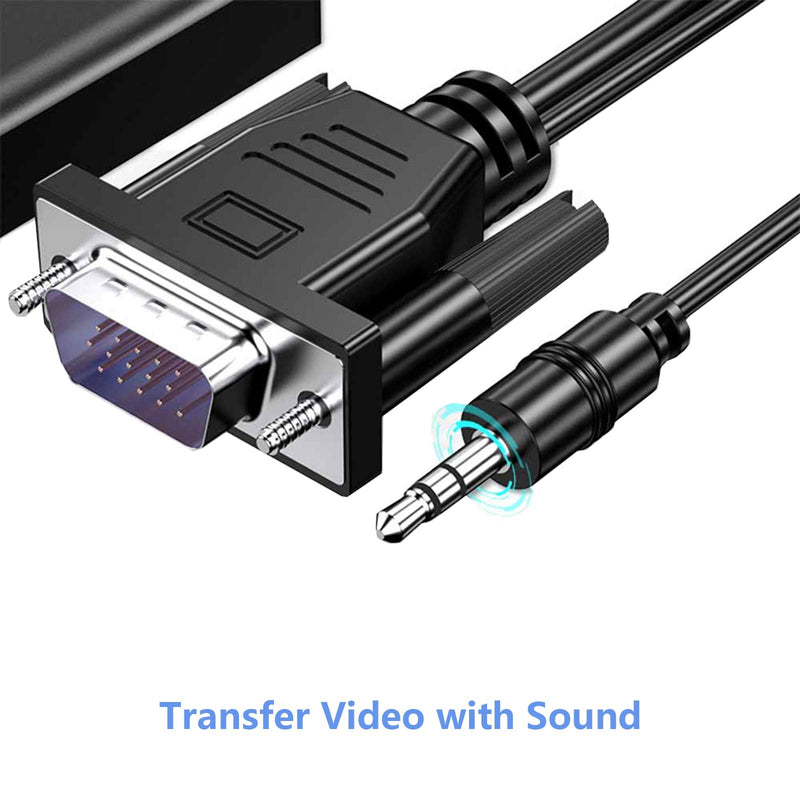 VGA to HDMI Adapter for Connecting Traditional VGA Interface Laptop, PC to HDMI Monitor or Projector, 1080P VGA Male to HDMI Female Converter with 3.5mm Audio Lead and Power Supply Port 1 Pack