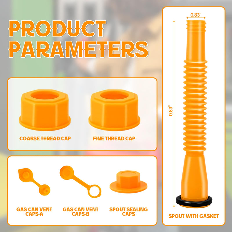 Gas Can Spout Replacement Kit, Spill-Proof Design - Includes Fuel Nozzle, Gaskets, Screw Collar Caps, Spout Cover, Base Cap, Drill Bit, Universal Fit for 1/2/5/10 Gallon Oil Cans