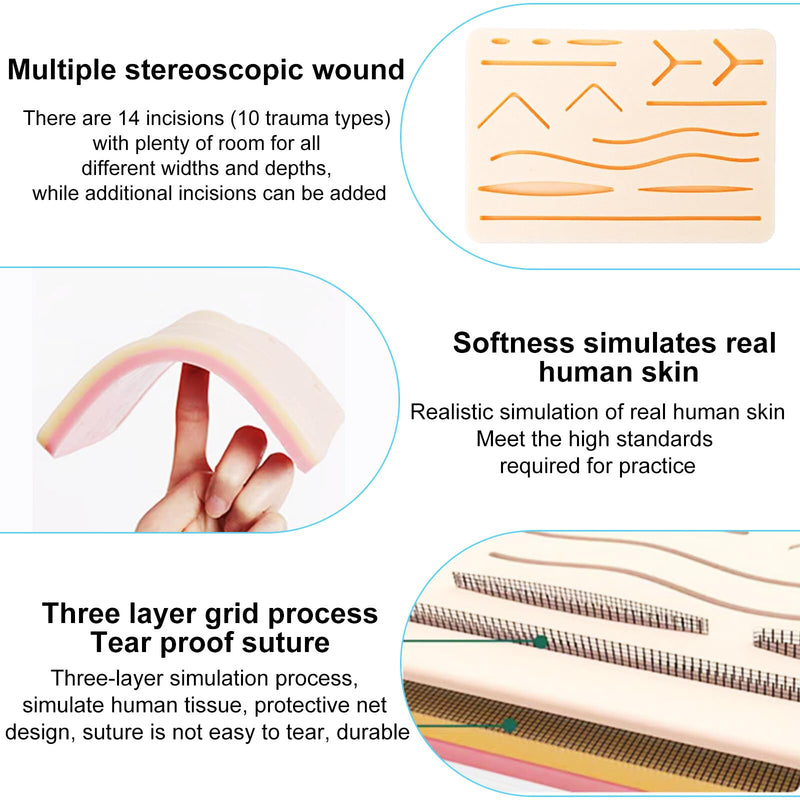 Surgical suture set: suture material surgery, suture practice kit, wound suture practice set, silicone suture pad with tool set, suture practice set, surgical suture set gift for medical students, veterinarians