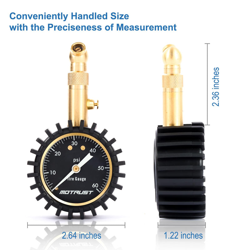 Tire Pressure Gauge with Large 2 Inch Scale Glowing Dial, 0-60 PSI Heavy Duty Air Pressure Gauge, Tire Gauges for Tire Pressure, Certified ANSI Accurate, Portable for Cars,SUV and Truck