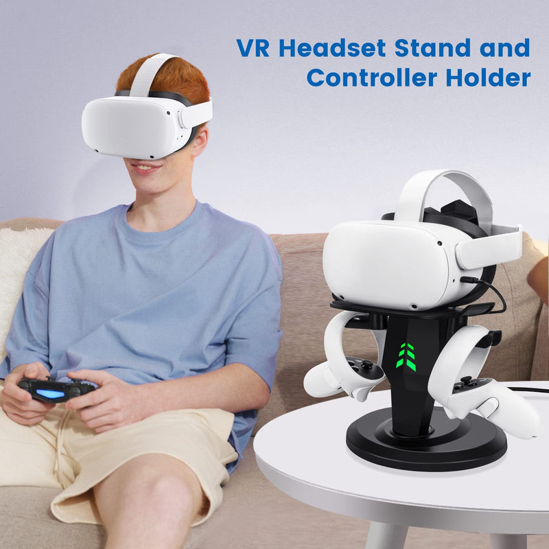 alcopanda VR Stand, Headset Charging Dock, VR Display Stand Accessories for Meta Quest 2, PSVR 2,Rift, Rift S,Valve Index Headset and Touch Controllers