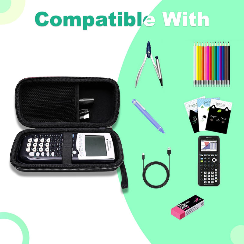 XANAD Black Hard Case for Texas Instruments TI-84 Plus CE/TI-84 Plus/TI-Nspire CX II CAS/TI-Nspire CX II/TI-83 Plus/TI-89 Titanium/TI-85 / TI-86 Color Graphing Calculator