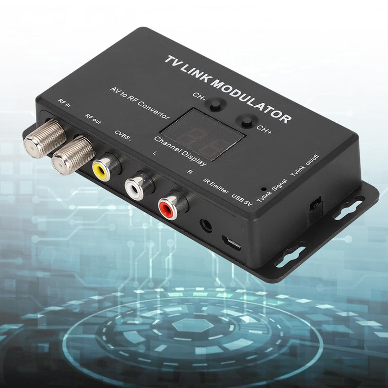 RF Modulator, UHF TV LINK Modulator IR Extender with Channel Display, TM70 LINK Modulator AV to RF Converter for CATV System