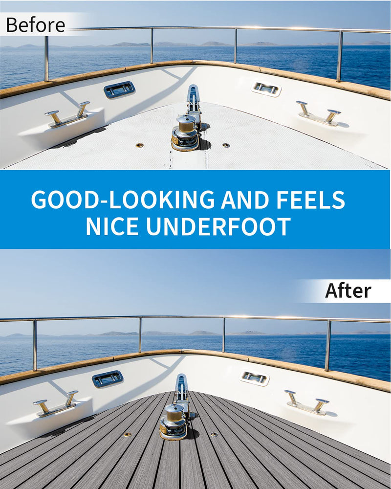 OCEANBROAD EVA Foam Boat Flooring with 3M Adhesive Backing Marine Self-Adhesive Decking 96''x45.6''/36''/28.8''/16.8'', 48''x16.8'' Faux Teak Sheet for Jon Boats Swim Platform Helm Pad RV Floor | Double-layer, Non-Slip, 6 mm Thick Eva Foam, Multiple Si...