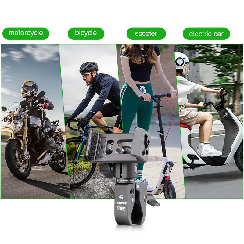 FANAUE Motorcycle Phone Mount with 1" Ball Head Adapter , Bike Phone Mount [1s Lock][Secure Protection], 360° Rotatable Phone Holder for Mountain Bike/ATV/Scooter Handlebar Fit for 6"-8.5" Phone