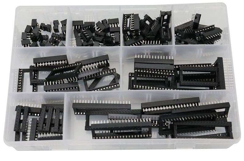 Raogoodcx 110pcs Double Row DIP IC Socket 2.54mm Pitch IC Socket Soldering Kit with 6 Pin,8 Pin,14 Pin,16 Pin,18 Pin,24 Pin,28 Pin,40 Pin