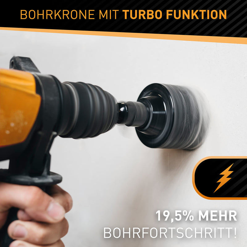 HARDTWERK Turbo drill bit 68 mm SDS Plus [XXL teeth] - can drill, hammer impact resistant for sockets in masonry, stone, concrete, drywall - socket drill, crown drill