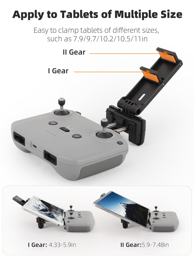 Adjustable Tablet Extended Bracket Holder for DJI Neo /Mini4 Pro/AIR3S Drone Remote Controller RC-N1/RC-N2 Remote Controller iPad Mount Holder (Grey) Grey